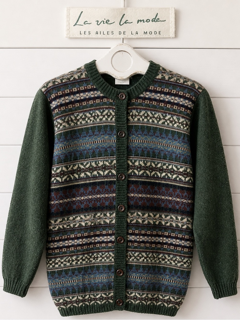 ❣️LES AILES DE LA MODE Vintage Wool Fair Isle Cardigan – Size S